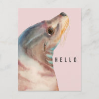 Niedlich Pink Sea Lion HELLO