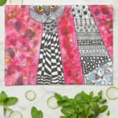 Niedlich Pink Siamese Katze Illustration Küchentuc Geschirrtuch (Gefaltet)