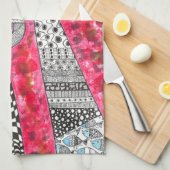 Niedlich Pink Siamese Katze Illustration Küchentuc Geschirrtuch (Viertel Falte)