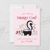 Niedlich Pink Skunk Classroom Valentine Mitteilungskarte (Vorderseite)
