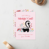 Niedlich Pink Skunk Classroom Valentine Mitteilungskarte (Vorderseite/Rückseite Beispiel)