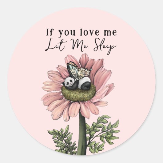 Niedlich Pink Sleeping Panda Bear Fairy Throw Kiss Runder Aufkleber (Vorderseite)