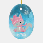 Niedlich Pink Snowflake Kitten Keramik Ornament (Vorne)