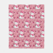 Niedlich Pink Snowman Herz Personalisiert Name Fleecedecke (Vorderseite)