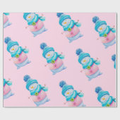 Niedlich Pink Snowman Kinder Weihnachten Geschenkpapier (Flach)