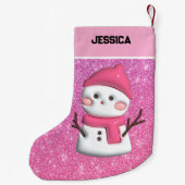 Niedlich Pink Snowman Kleiner Weihnachtsstrumpf (Rückseite)