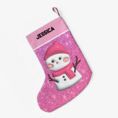 Niedlich Pink Snowman Kleiner Weihnachtsstrumpf (Rückseite (Hängend))
