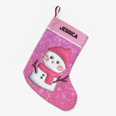 Niedlich Pink Snowman Kleiner Weihnachtsstrumpf (Vorderansicht (hängend))