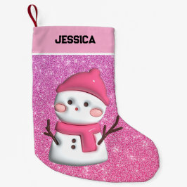 Niedlich Pink Snowman Kleiner Weihnachtsstrumpf