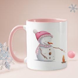 Niedlich Pink Snowman Tasse