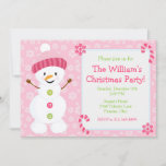 Niedlich Pink Snowman Weihnachts-Party Einladung<br><div class="desc">Niedliches Rosa Schneemann Weihnachtsgeschichten Party von PrettyGrafik</div>