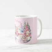 Niedlich Pink Snowman Winter Wonderland Custom Kaffeetasse (VorderseiteRechts)
