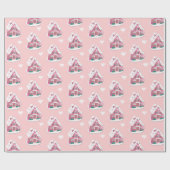 Niedlich Pink Snowy Gingerbread House and Hearts Geschenkpapier (Flach)
