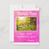 Niedlich Pink Star Pattern Girl Foto Geburtstag Dankeskarte (Vorderseite)