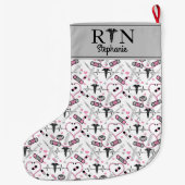 Niedlich-Pink-Stethoscope-Krankenversicherung | Do Großer Weihnachtsstrumpf (Rückseite)