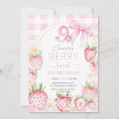 Niedlich Pink Strawberries Berry Sweet 9. Geburtst Einladung (Vorderseite)
