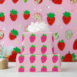 Niedlich Pink Strawberries Geburtstagsparty Girls  Geschenkpapier