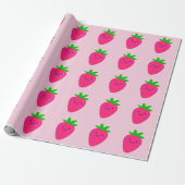 Niedlich Pink Strawberries Geburtstagsparty Girls Geschenkpapier (Ungerollt)
