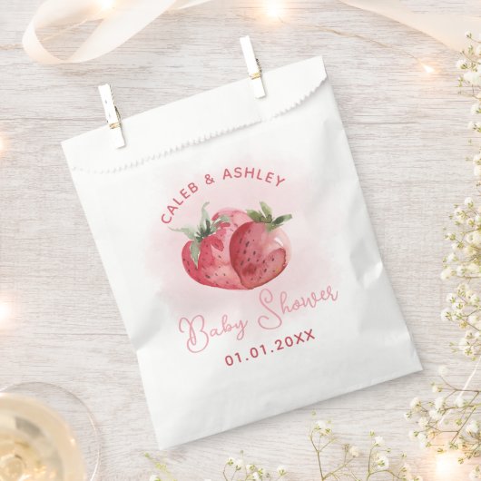 Niedlich Pink Strawberry Baby Dusche Geschenktütchen (Ausgeschnitten)
