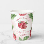 Niedlich Pink Strawberry Baby Dusche Pappbecher (Rückseite)