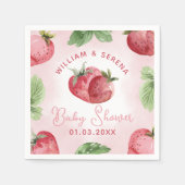 Niedlich Pink Strawberry Babyduschpapier Napkin Serviette (Vorderseite)