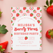 Niedlich Pink Strawberry Berry Erster Geburtstag