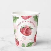 Niedlich Pink Strawberry Geburtstagsparty Pappbecher (Rückseite)