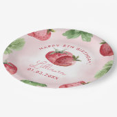 Niedlich Pink Strawberry Geburtstagsparty Pappteller (Schrägansicht)