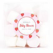 Niedlich Pink Strawberry Girl Baby Dusche Gefallen Runder Aufkleber