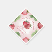 Niedlich Pink Strawberry Happy Birthday Paper Napk Serviette (Ecke)