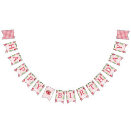 Niedlich Pink Strawberry Happy Birthday Wimpelkette