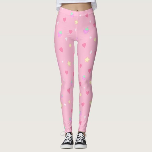 Niedlich Pink Strawberry Leggings (Vorderseite)