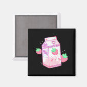 Niedlich Pink Strawberry Milk Japanisch Kawaii Ret Magnet (Vorderseite/Rückseite)