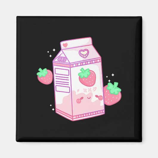 Niedlich Pink Strawberry Milk Japanisch Kawaii Ret Magnet (Vorne)