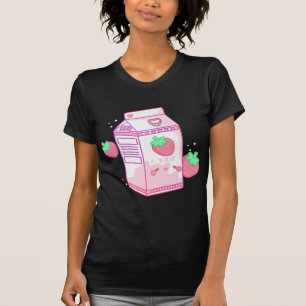 Niedlich Pink Strawberry Milk Japanisch Kawaii Ret T-Shirt