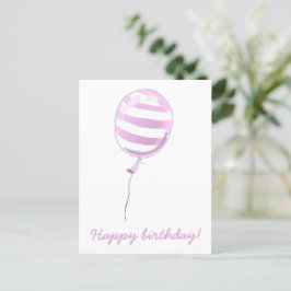 Niedlich Pink Stripter Ballon - Kindergeburtstag Postkarte