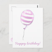 Niedlich Pink Stripter Ballon - Kindergeburtstag Postkarte (Vorne/Hinten)