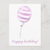 Niedlich Pink Stripter Ballon - Kindergeburtstag Postkarte (Vorderseite)