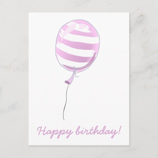 Niedlich Pink Stripter Ballon - Kindergeburtstag Postkarte (Vorderseite)