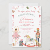 Niedlich Pink Sugar Plum Fairy Nutcracker Geburtst Einladung (Vorderseite)