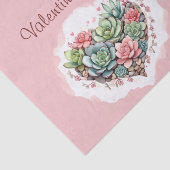 Niedlich Pink Sukkuline Herzklopfen Valentinstag Seidenpapier (Detail)