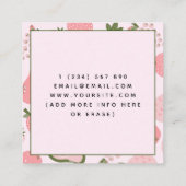 Niedlich Pink Summer Frucht Berry Pattern Nutritio Quadratische Visitenkarte (Rückseite)