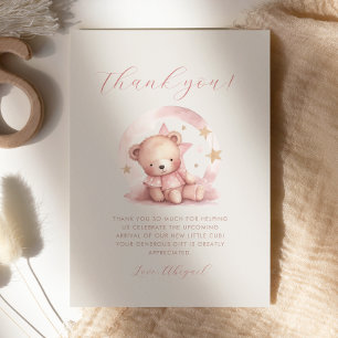 Niedlich Pink Teddy Bear Baby Dusche Danke Einladung