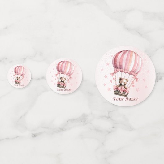 Niedlich Pink Teddy Bear Heißluftballon Party Konfetti (Vorderseiten)