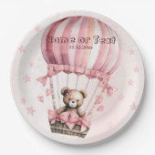 Niedlich Pink Teddy Bear Heißluftballon Party Pappteller (Vorderseite)