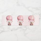 Niedlich Pink Teddy Bear Heißluftballon Party Wasserflaschenetikett (Einzelnes Label)