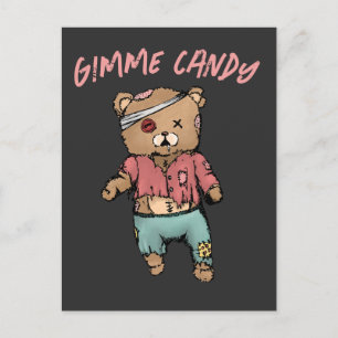Niedlich Pink Teddy Bear Zombie Gimme Candy Hallow Postkarte