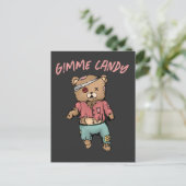 Niedlich Pink Teddy Bear Zombie Gimme Candy Hallow Postkarte (Stehend Vorderseite)
