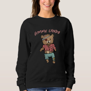 Niedlich Pink Teddy Bear Zombie Gimme Candy Hallow Sweatshirt