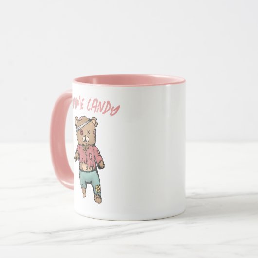 Niedlich Pink Teddy Bear Zombie Gimme Candy Hallow Tasse (Vorderseite Links)